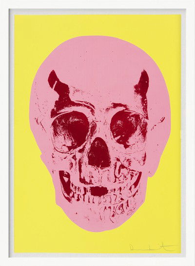 Till Death Do Us Part - Heaven - Lemon Yellow Pigment Pink Chilli Red Pop Skull von Damien Hirst