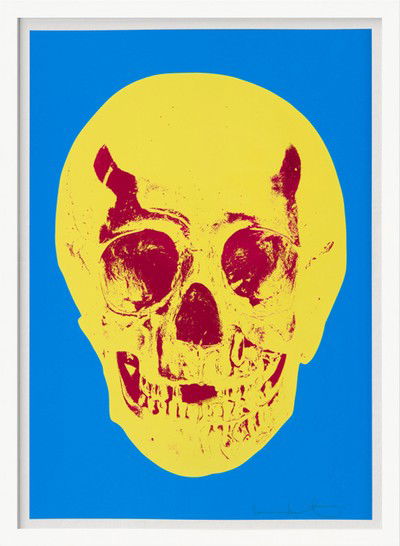 Till Death Do Us Part - Cerulean - Blue Pigment Yellow Royal Red Pop Up Skull von Damien Hirst