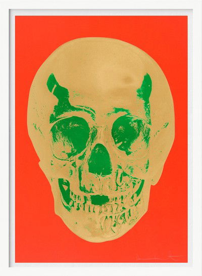 Till Death Do Us Part - Time - Bright Orange African Gold Emerald Green Pop Up Skull von Damien Hirst