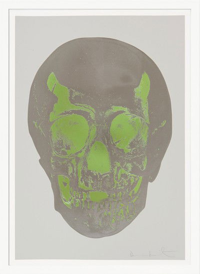 Till Death Do Us Part - Dove Grey Gunmetal Leaf Green Skull von Damien Hirst