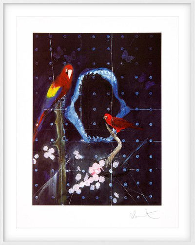 Red Bird and Parrot with Shark Jaw von Damien Hirst