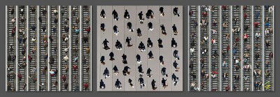 Pedestrians - Triptychon von Michael Michlmayr