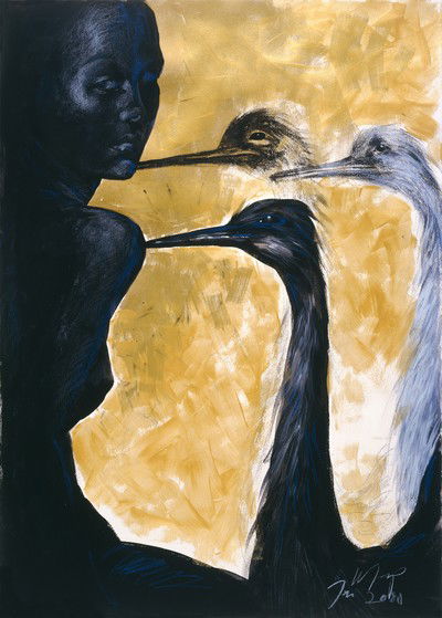 Eine Dame mit Straußen von Wolfgang Joop